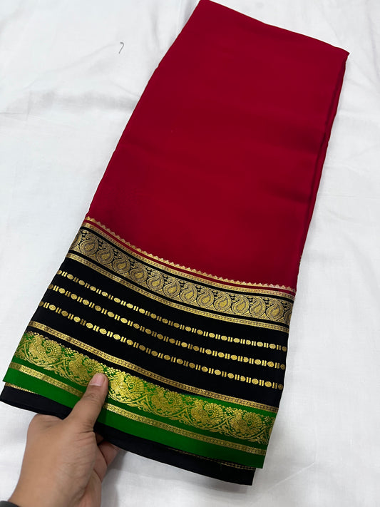 Pure mysore crepe silk saree with bentex border