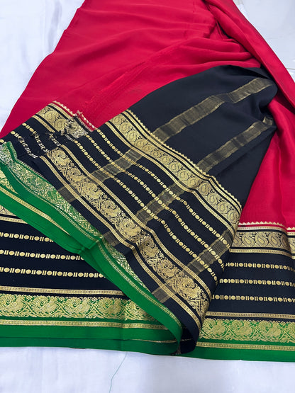 Pure mysore crepe silk saree with bentex border