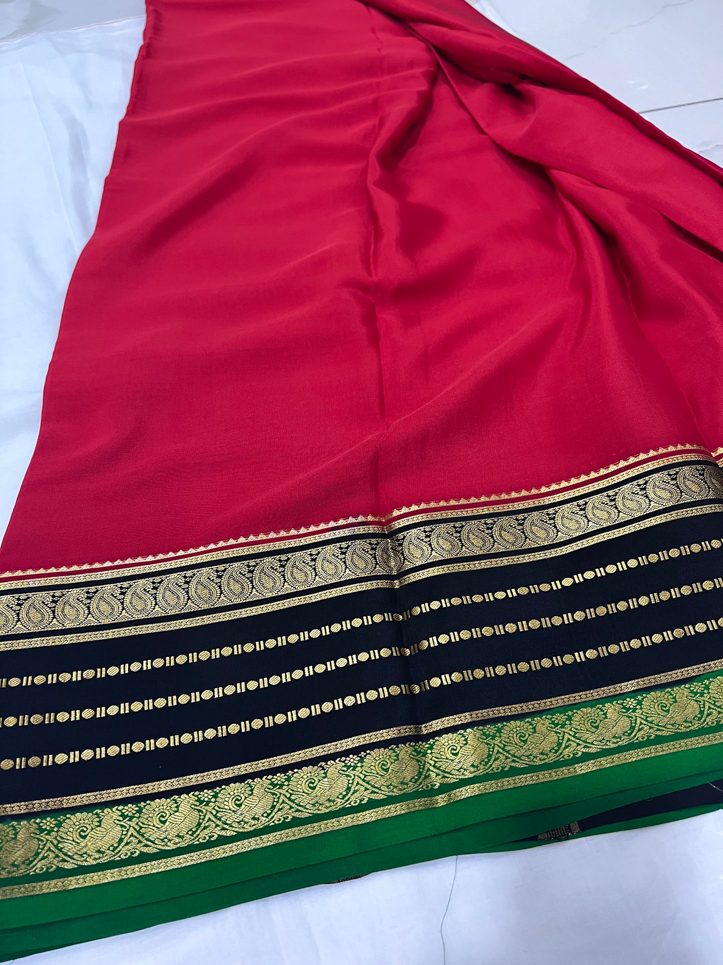 Pure mysore crepe silk saree with bentex border